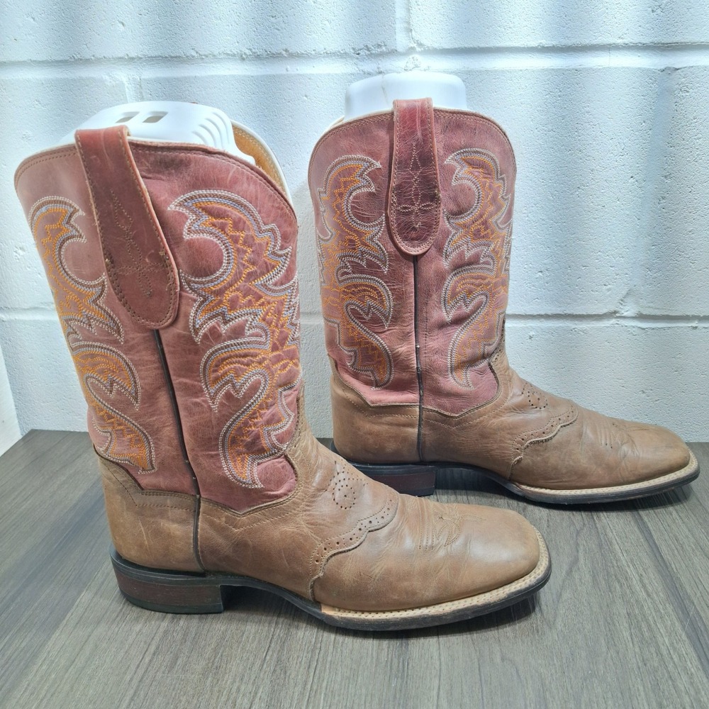 Dan Post Cowgirl Certified Leather Western Cowboy Boots Tan Mauve Square Toe 10M - Picture 3 of 8